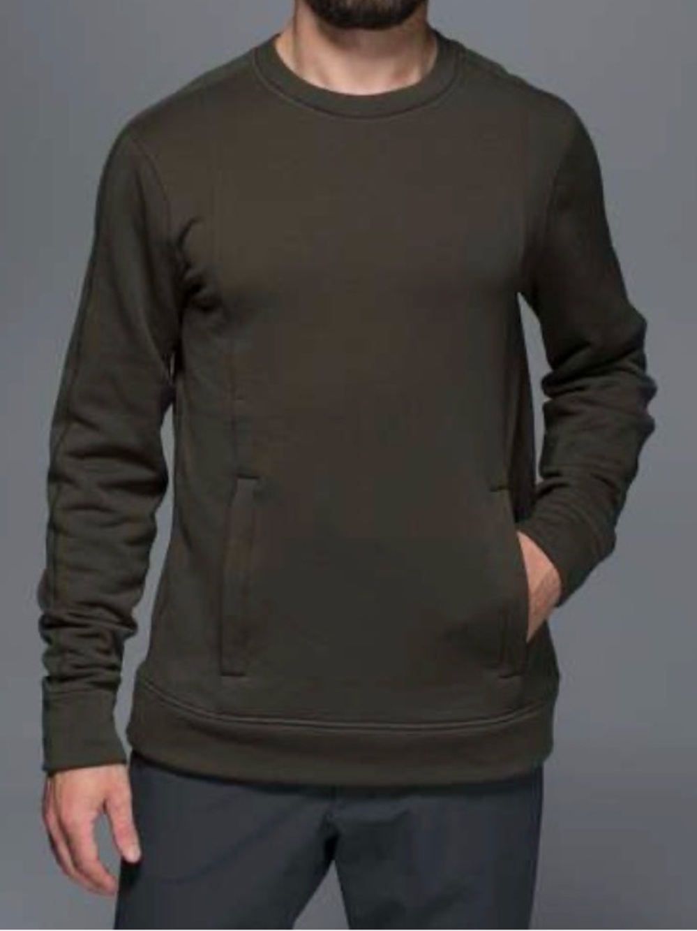 LULULEMON Men's Revolution Crewneck Sweatshirt in Olive Green
